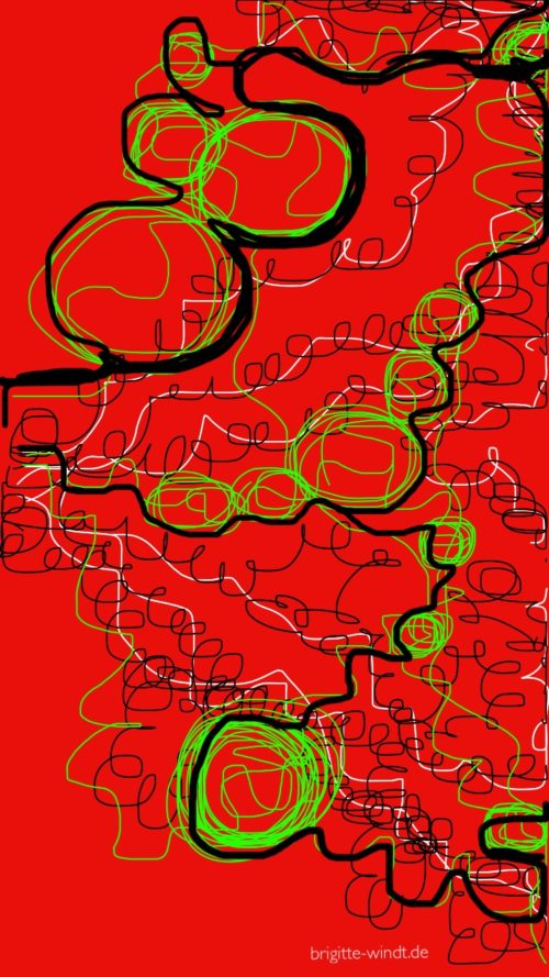 Neurotrudler rot mit grün - 30 Skizzen 2017 - Brigitte Windt